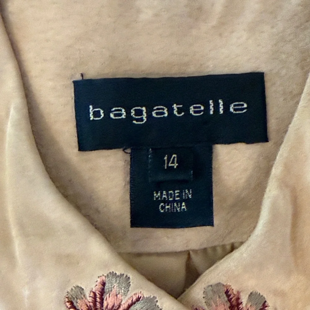 Beautiful‎ Bagatelle Genuine Leather Floral Embroidered Long Jacket Coat Size 14